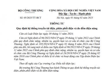 Thông tư 05/2025/TT-BCT Hệ thống truyền tải điện, phân phối điện, đo đếm điện năng 