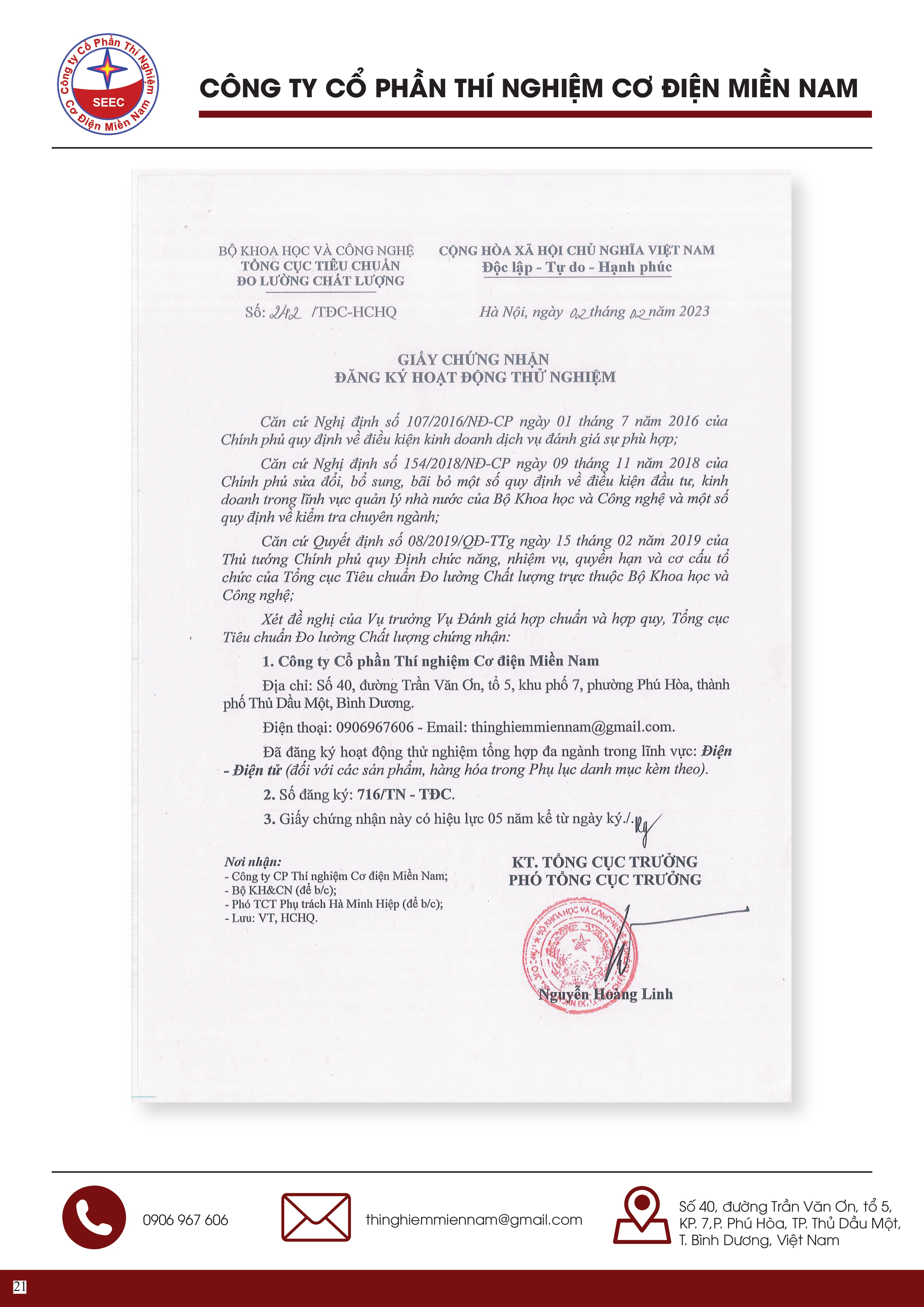 Công ty Cổ Phần Thí Nghiệm Cơ Điện Miền Nam