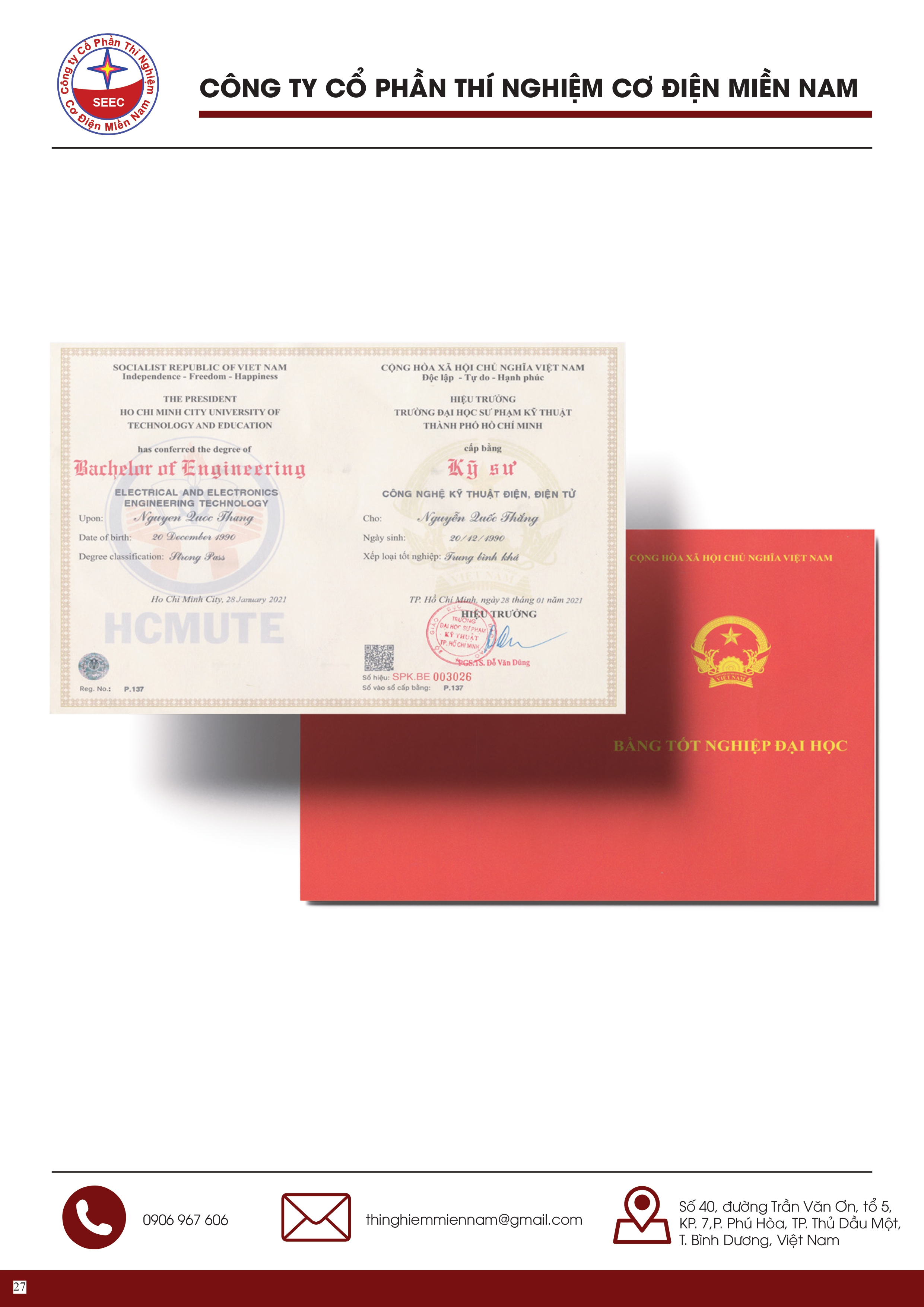 Công ty Cổ Phần Thí Nghiệm Cơ Điện Miền Nam