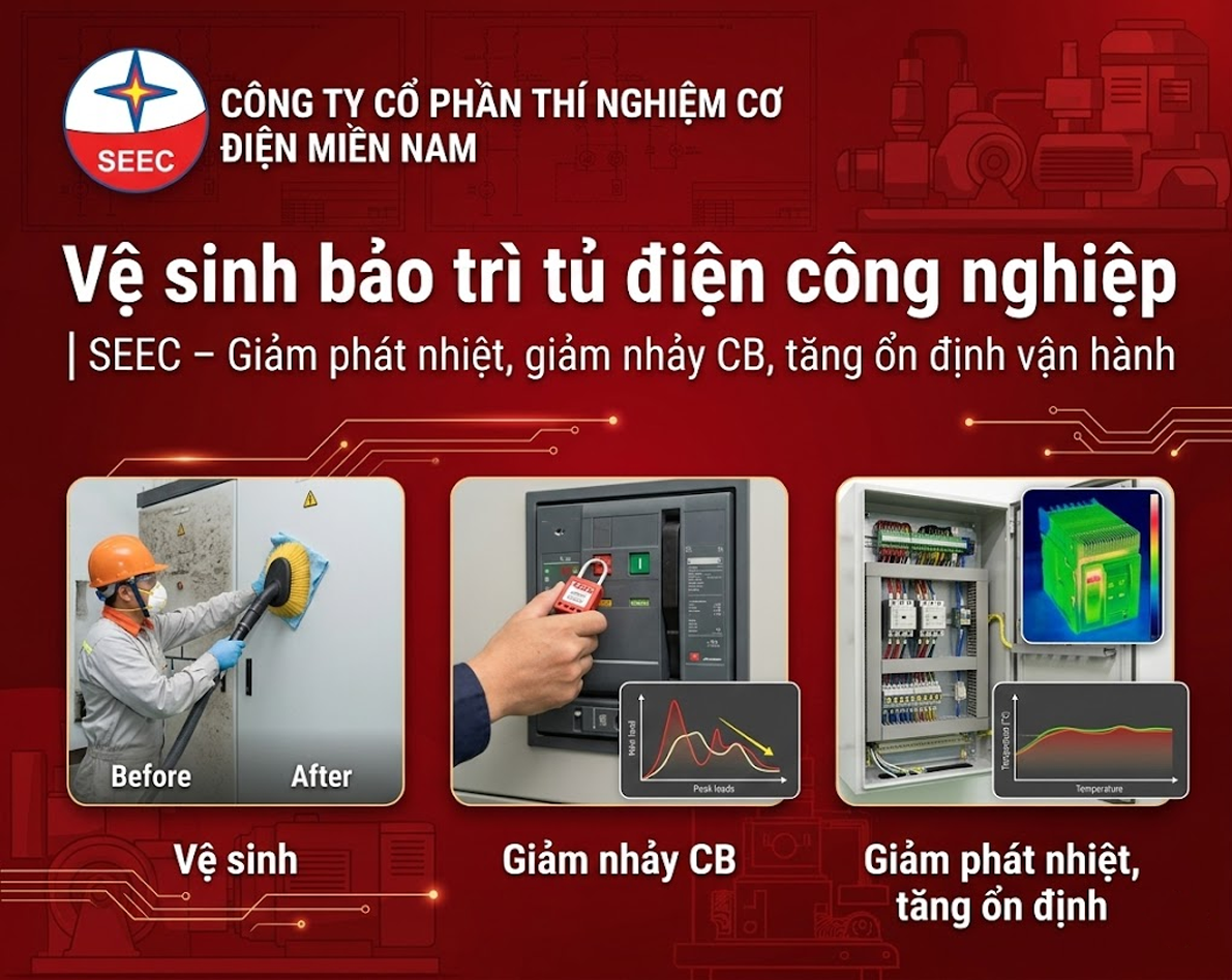 Vệ sinh bảo trì tủ điện công nghiệp | SEEC – Giảm phát nhiệt, giảm nhảy CB, tăng ổn định vận hành