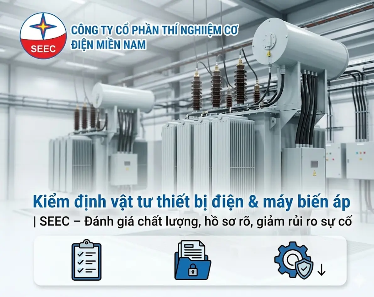 Kiểm định vật tư thiết bị điện & máy biến áp | SEEC – Đánh giá chất lượng, hồ sơ rõ, giảm rủi ro sự cố