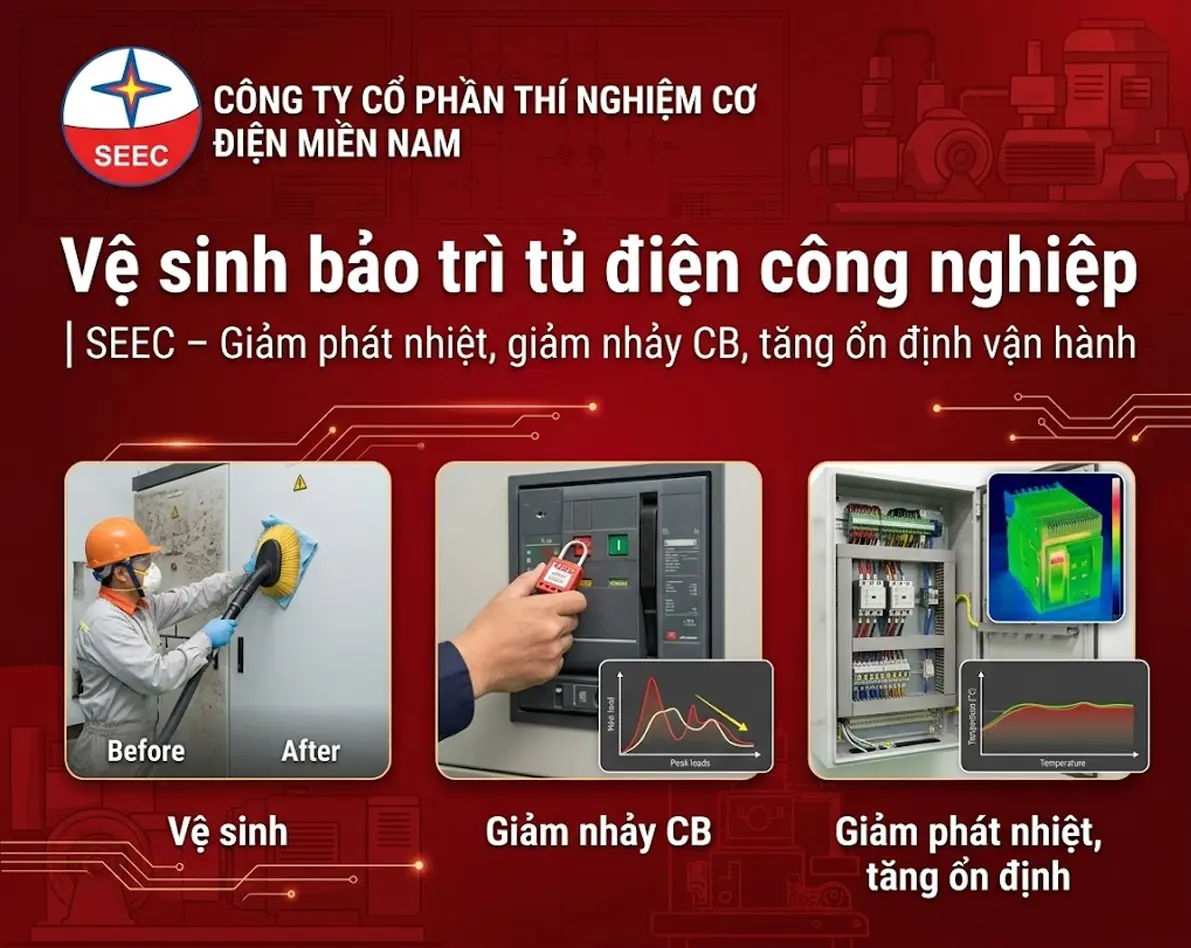 Vệ sinh bảo trì tủ điện công nghiệp | SEEC – Giảm phát nhiệt, giảm nhảy CB, tăng ổn định vận hành
